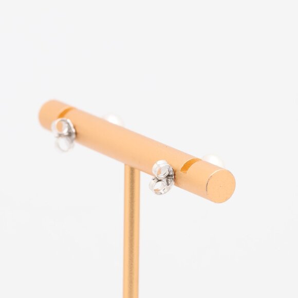 Vintage Sterling Silver White Fake Pearl Stud Earrings - Picture 2 of 6